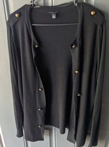 Torrid Size 2 black open cardigan with gold accent buttons EUC sfpf home